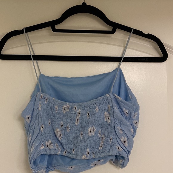 LA Hearts, Size: Small, Blue Flowery Crop Top - Picture 2 of 3
